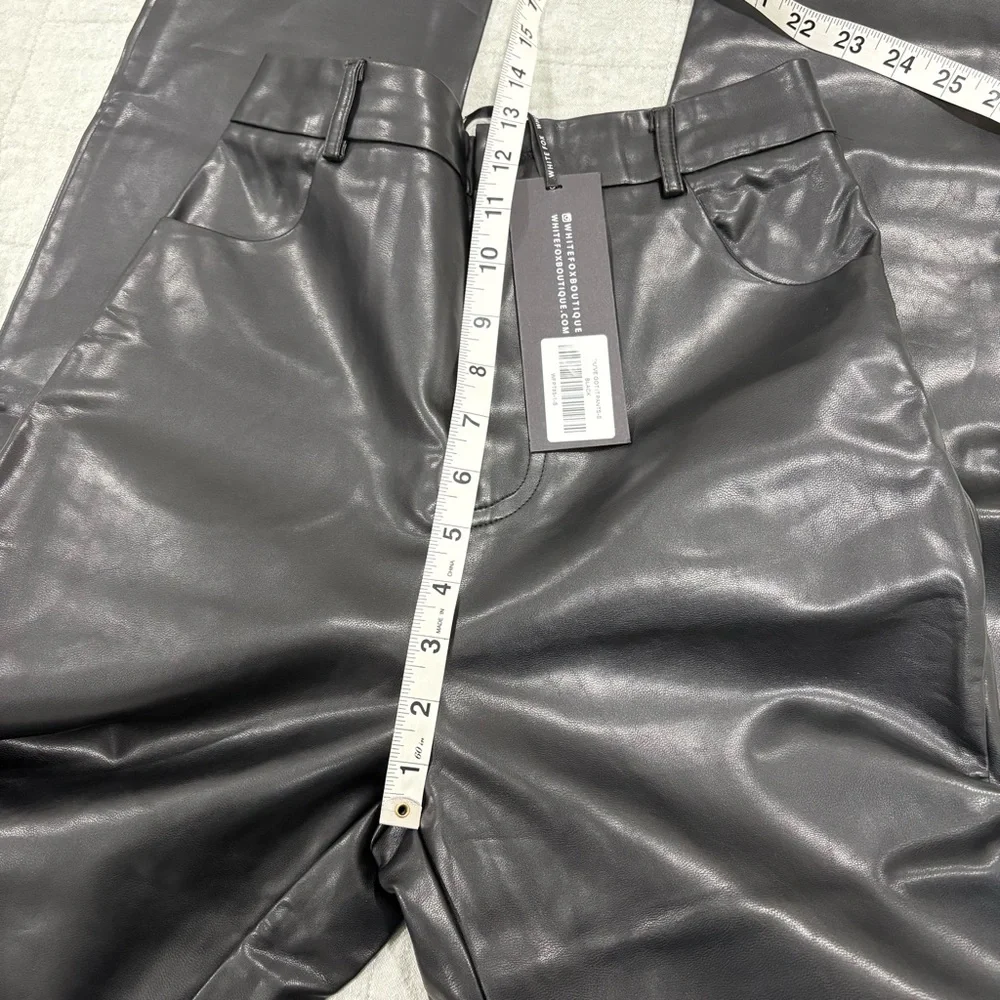 NWT White Fox Boutique You've Got It Pants Black Faux Leather Straight Leg Small